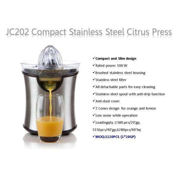 JC202 Compact Stainless Steel Citrus Press Lemon Squeezer