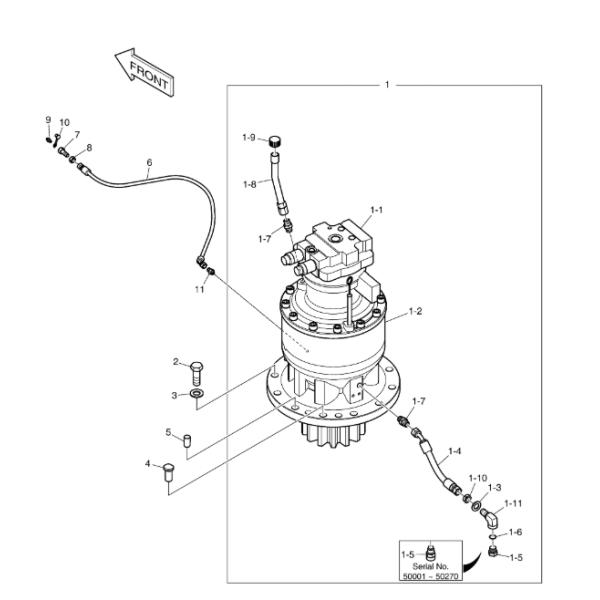 DX260 DX255 Excavator Swing Gearbox Motor Excavator Parts K1004037A 170301-00121b