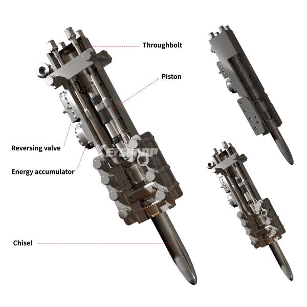 KS220 Side Type Hydraulic Breaker 140mm Chisel Diameter 400-550bpm for 20-27 Ton Excavator