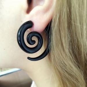 Quality Ethnic Black Spiral Earrings Ear Plugs Acrylic Piercing Drop Earring Punk Twister Earrings for Women for sale
