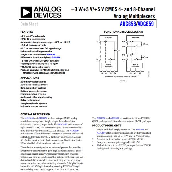 ADG658YCPZ 1 Circuit IC Switch 8:1 75Ohm 16-LFCSP-VQ (4x4)