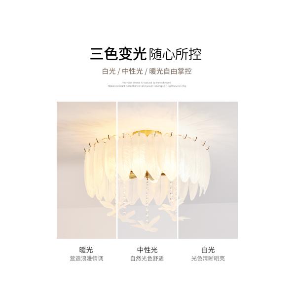 Creative Glass Feather Chandelier Modern Living Bedroom Kitchen Island Hanging(WH-CY-252)