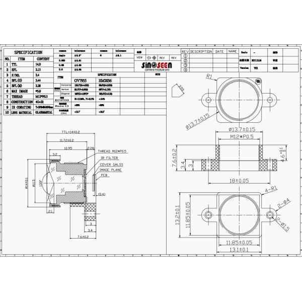 EFL2.15 Wide Angle Camera Module Lens Security M12 Surveillance Camera Lens