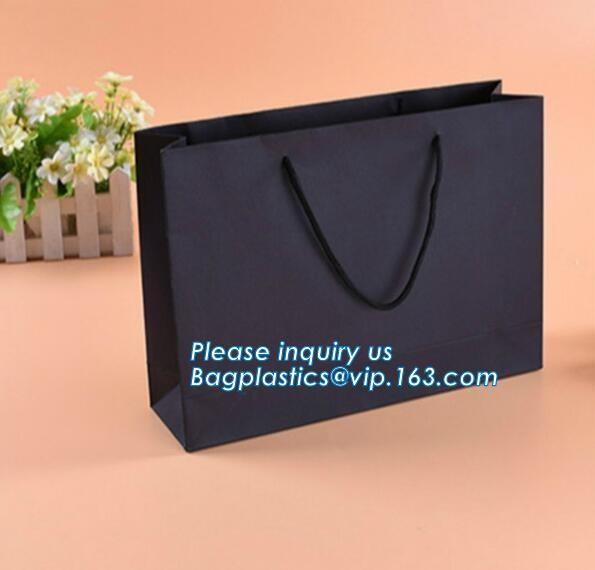 Fashion Custom Printing Luxury Gift Shopping Carrier Paper Bag With Your Own Logo Print,strong twisted handle black leat