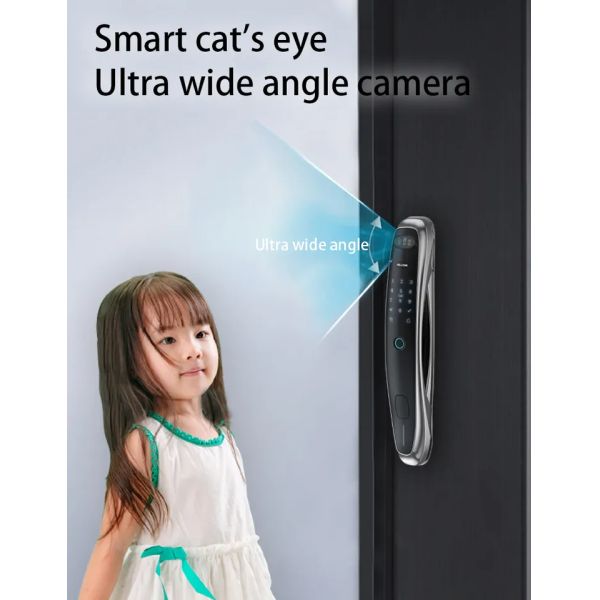Smart Tuya Wifi Door Lock Zinc Alloy Cat'S Eye Intelligent Door Lock