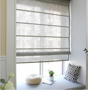 Quality Light grey Plain linen curtain Roman blinds sheer curtain customized for bedroom living reading dinning room for sale