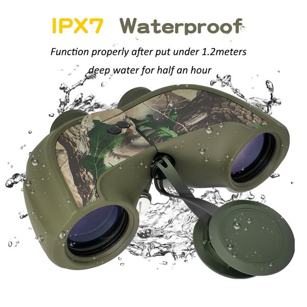 7x50 Military NightVision Waterproof Rangefinder Binoculars Telescopio With Compass