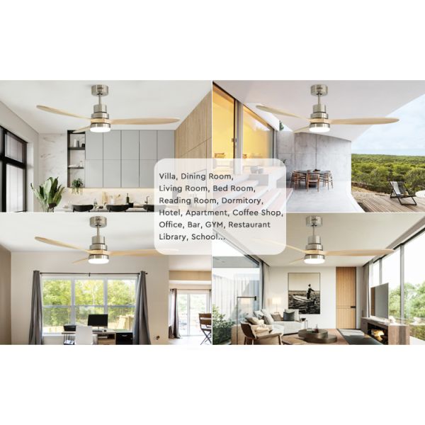 ceiling fan Decorative Modern RoHS Remote LED Ceiling Fan 52 Inch With Light Mulit Colors