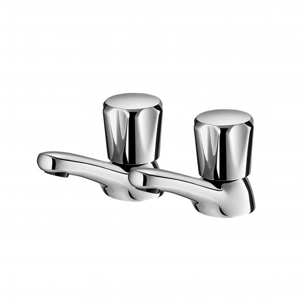 Buy Traditional Victorian Pair of Basin Taps for Bathroom Sink Hot and Cold 1/2" Bath Brass Faucet, Polished Chrome Set of 2 at wholesale prices