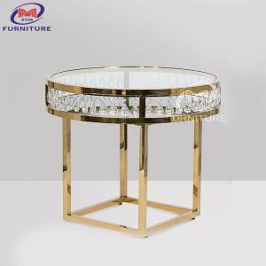 Quality ODM Crystal Pendant Gold Coffee Table Tempered Glass Countertop For Hotel for sale