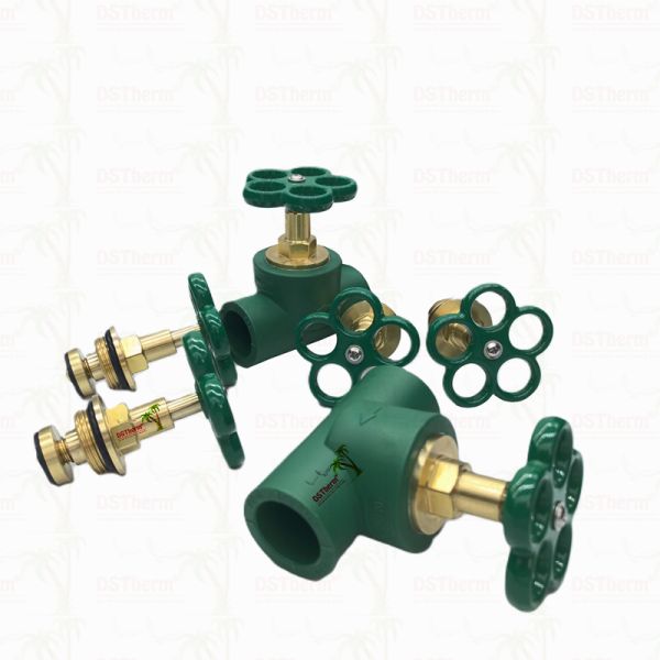 Customized Heavier Type Stop Valve Cartridge With Green Handle Brass Cartridge Brass Spindle Valve Top Part
