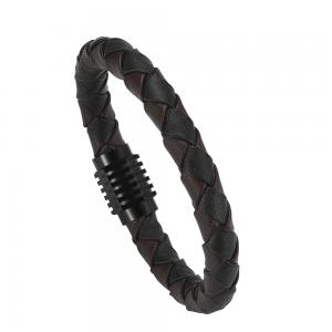 Quality Hot stainless steel magnet buckle leather rope bracelet men custom leather bracelet for sale