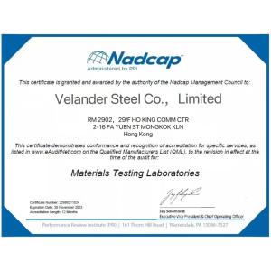 Velander Steel Co., Limited Certifications