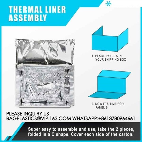 Insulation Liners Reusable Cooler Bags Cold Shipping Box Thermal Box Liner Moisture-Resistant Metalized Food Box