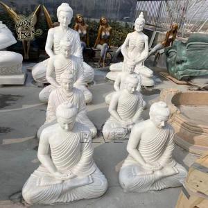 Quality White Marble Buddha Statues Home Decor Sculpture Stone Carvings Garden Sitting Life Size Religious Spot Goods for sale