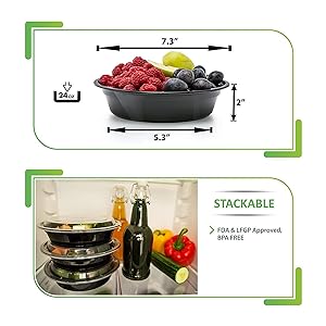 28 Oz Round Plastic Containers With Airtight Lids Microwavable, Freezer And Dishwasher Safe Stackable Salad Bowls