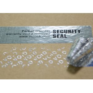 Silver surface leave residue tamper evident if removed warranty void label