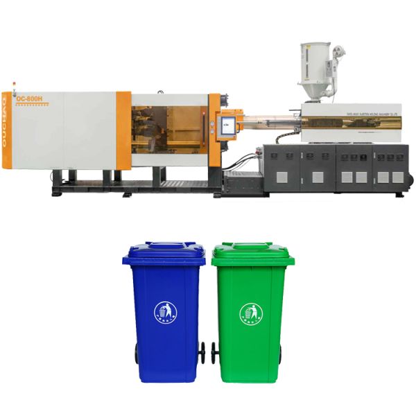 OUCO 800T Orange Servo Motor Injection Molding Machine For Manufacturing Trash Cans