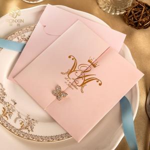 Quality 15cm Rose Gold Laser Cut Wedding Invitations for sale