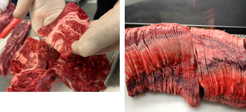 JY-25K Horizontal Frozen Meat Slicer Machine with Outfeed Conveyor Belt For Food Processing Companies