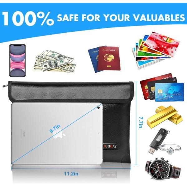 Fireproof Document Bag - with 5200°F Heat Insulated, Waterproof Fireproof Bag with Zipper, 8 Layers of Functional Materi
