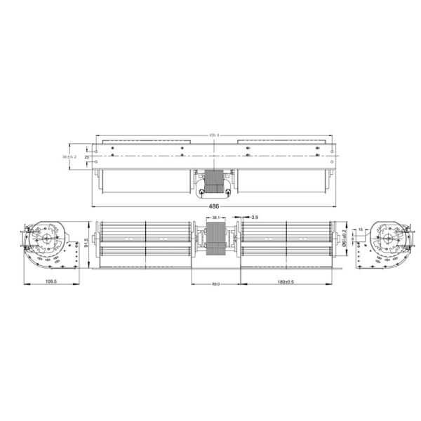 High 90W Low 80W Cross Flow Blower Fan Dual Squirrel Cage Blower