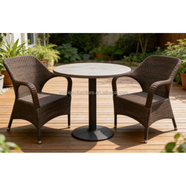 Rattan Waterproof Outdoor Stackable Dining Chairs for Restaurant Beach Park Use