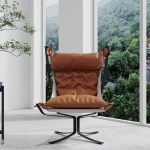 China Leisure Ergonomic Brown Leather Lounge Chair Modern Leisure Chair on sale