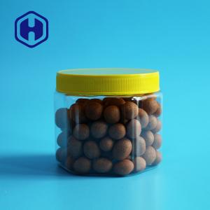 China Hexagon 450ml 15oz Peanut Plastic Jar With Screw Caps 81mm Height on sale