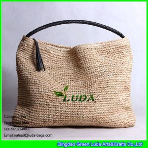 China LUDA hand crochet straw handbag lady raffia straw beach handbags on sale