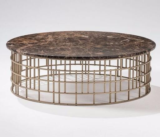 New Model Fish Scales Decoration Round Golden Coffee Table