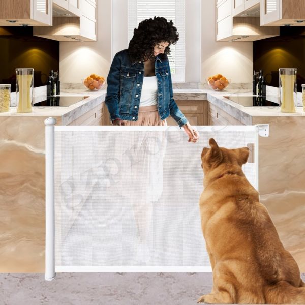 ABS Retractable Mesh Gate Extra Wide 71 Inch Easy Detachable Multi Direction Stretch Retractable Gate For Dogs Outside