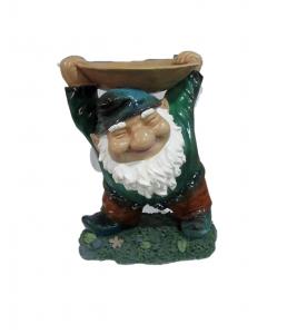 China Decorative Gnome Lifting Resin Water Fountain , Outdoor Bird Bath For Yard on sale
