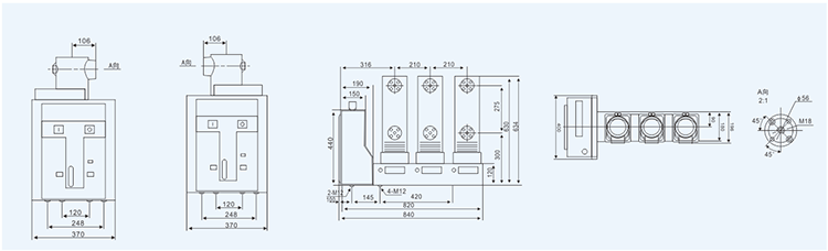 1250A 1600A 630a Vcb Breaker Indoor Side Mounting Three Phase Long Service