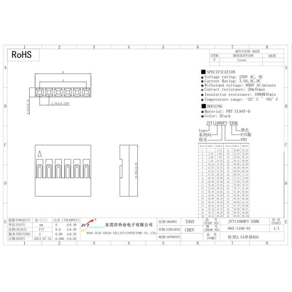 4 Pin Header Connector Housing For Dupont Wire Jumper Compact 2.54mm Pitch