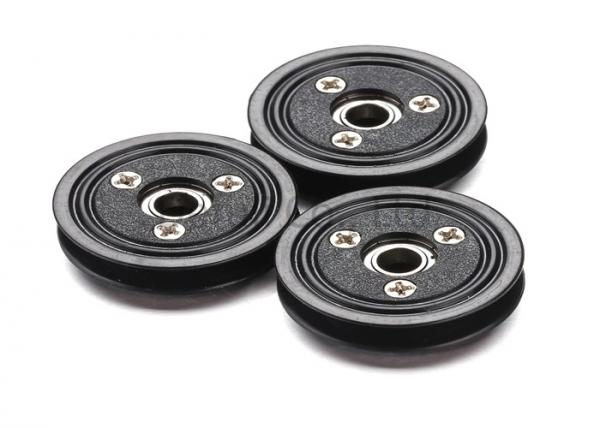 Buy Flanged Ceramic Cable Pulley Wheels Black Color With Bearing , Plastic Body at wholesale prices