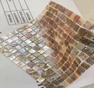Quality Brown Square Seashell Mosaic Wall Tile , Mother Of Pearl Mosaic Tile Backsplash for sale