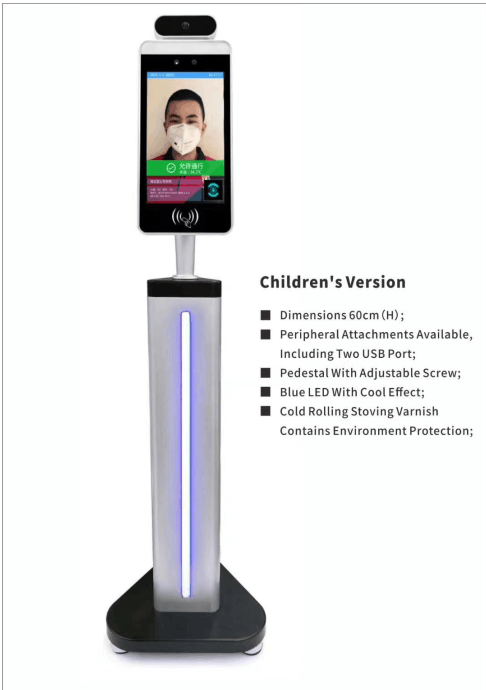 7 Inch Screen floor standing Face Recognition Terminal Infrared Thermometer Scanner