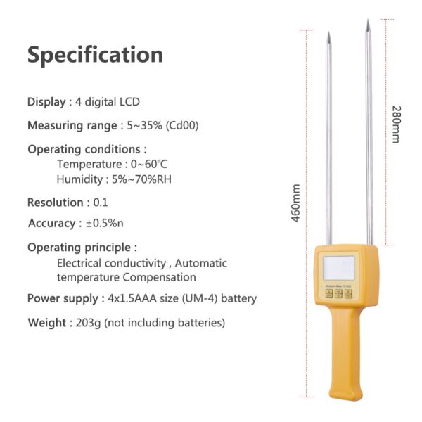Digital moisture meter Portable Grain Moisture Meter TK100S use for Corn,Wheat,Rice,Bean,Wheat Flour