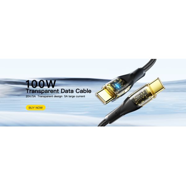 PVC Phone USB A To C Cable Transparent 100W 7A 480Mbps