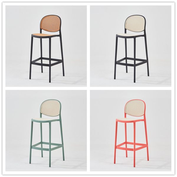 Home Balcony Rattan Bar Stool Chair Green Rattan Counter Stools Customized