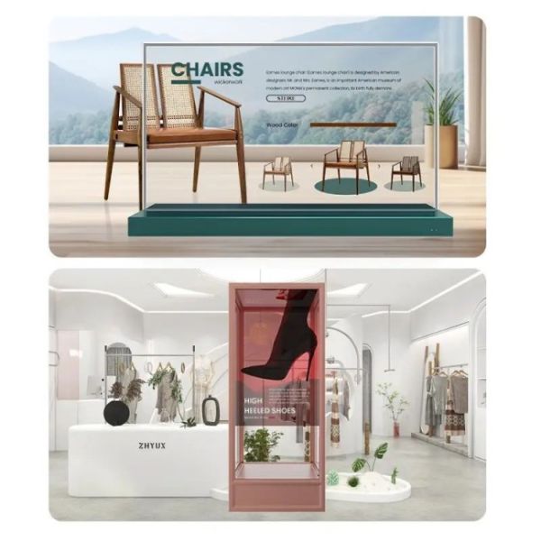 55 Inch Interactive Touch Advertising Screen Smart Transparent Oled Display for Exhibition Jewelry Luxury Display