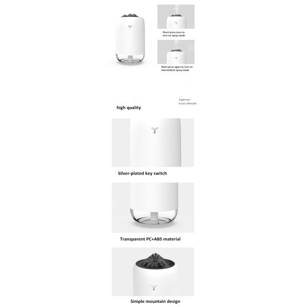 HOMEFISH 260ML Room Humidifier ABS PP Silicone Car Air Humidifier