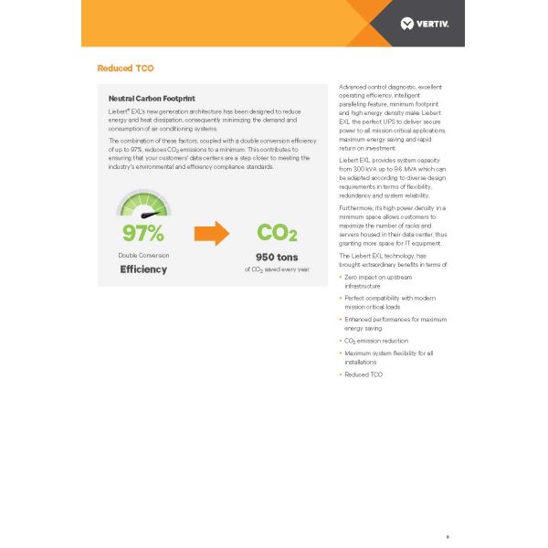 Output Power Factor 1 1000KVA 1200KVA Vertiv Liebert EXL UPS for Industrial Backup