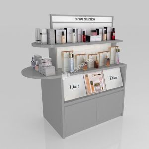 Quality Retail Store Cabinet Grey Wooden Island Cabinet For Branded Shop Cabinet Space-Saving Shop Fitting for sale