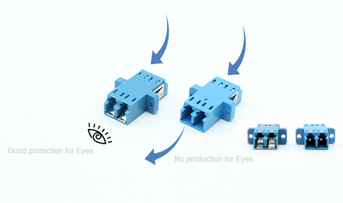 LC UPC Inner Shutter Optical Cable Adapter Duplex Without Flange