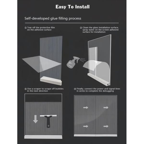 Flexible Design LED Transparent Film Screen with 100000hours Life Span and 200W/m2 Average Power