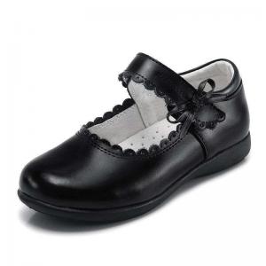Quality 26-45 Black Leather School Shoes with Lace-up Closure Design for sale