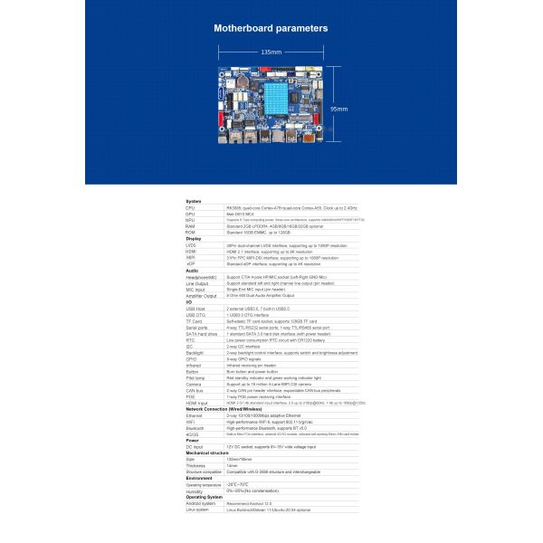 D-3588 Android System Edge Smart Motherboard Octa-core 64-bit Processor