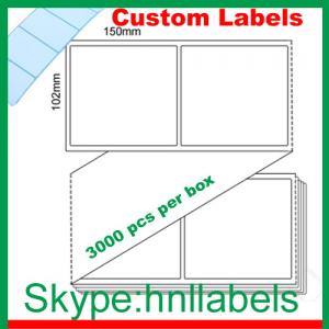 China Thermal Transfer Labels 102mmX150mm/1 Plain Transfer Fanfold Permanent, 3,000 per box on sale